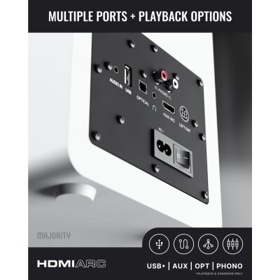 Lautsprecher 1 Paar, Aktiv, HDMI, Phono, BT, Majority...