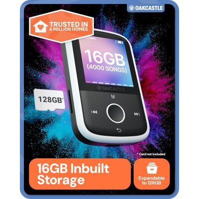MP3 Player Bluetooth 16GB Clip Sport microSD, Akku, Oakcastle MP250, GEPRÜFT