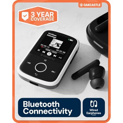 MP3 Player Bluetooth 16GB Clip Sport microSD, Akku, Oakcastle MP250, GEPRÜFT