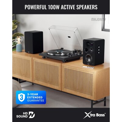Aktiv Lautsprecher Bluetooth HDMI Phono, Paar Majority D100X Schwarz, WIE NEU