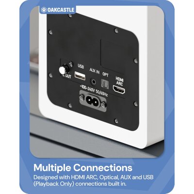 Regal Lautsprecher Aktiv HDMI, BT, Paar Oakcastle BK100 Weiss GEPRÜFT
