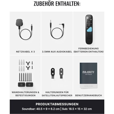 Soundbar 5.1 HDMI eARC BT Subwoofer, Majority Bowfell...