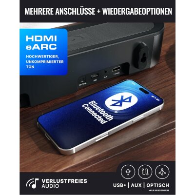 Soundbar 5.1 HDMI eARC BT Subwoofer, Majority Bowfell Halo ATMOS, UNVOLLSTÄNDIG