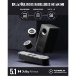 Soundbar 5.1 HDMI eARC BT Subwoofer, Majority Bowfell Halo ATMOS, UNVOLLSTÄNDIG