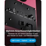 kleine Aktiv PC Lautsprecher 1 Paar BT HDMI USB, Majority D50X Maroon, WIE NEU