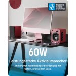 kleine Aktiv PC Lautsprecher 1 Paar BT HDMI USB, Majority D50X Maroon, WIE NEU