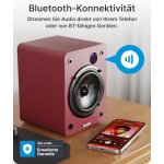 kleine Aktiv PC Lautsprecher 1 Paar BT HDMI USB, Majority D50X Maroon, WIE NEU