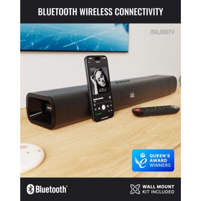 Soundbar Subwoofer 2.1 HDMI ARC Bluetooth USB, Majority NAGA 60 Plus, WIE NEU