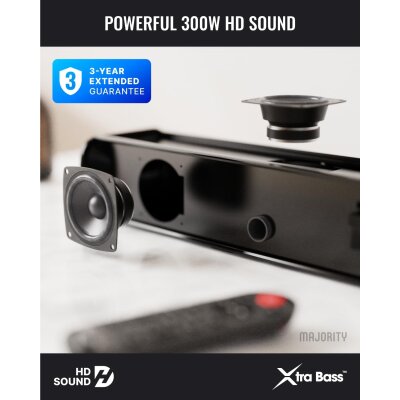 Soundbar Subwoofer 2.1 HDMI ARC Bluetooth USB, Majority NAGA 60 Plus, WIE NEU