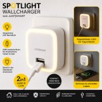 USB Wallcharger Steckdose LED Nachtlicht  Ladegerät,Justsmart Spotlight WIE NEU