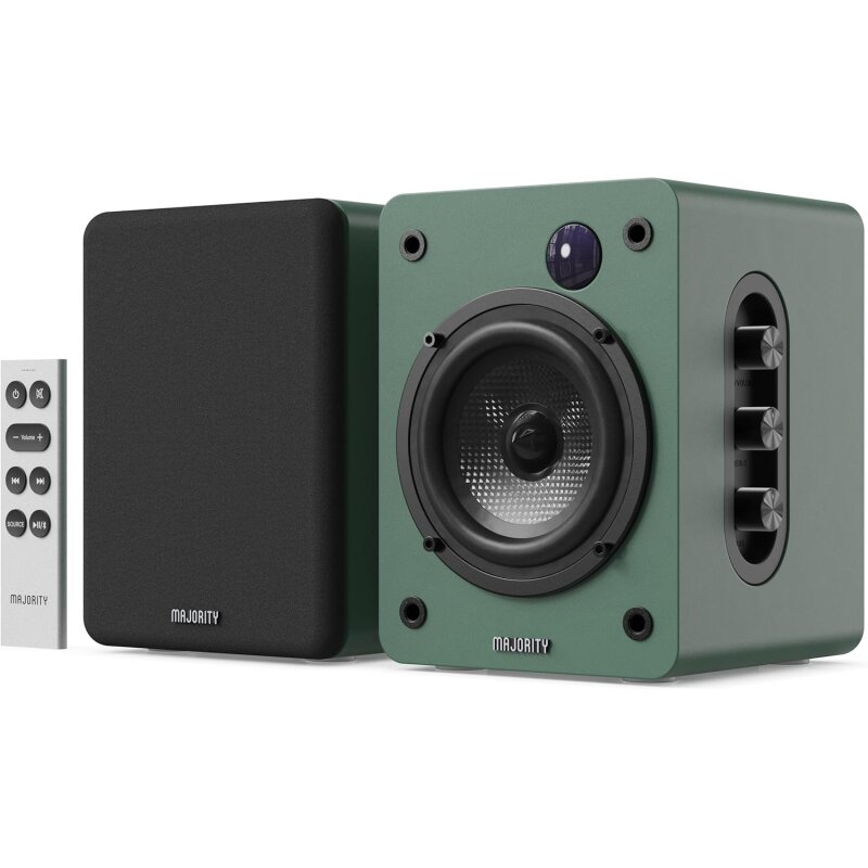 kleine Aktiv PC Lautsprecher 1 Paar BT HDMI USB, Majority D50X Grün, WIE NEU