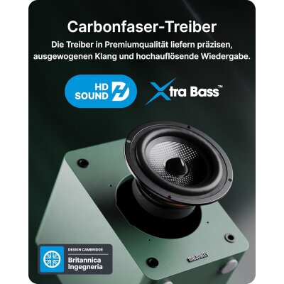 kleine Aktiv PC Lautsprecher 1 Paar BT HDMI USB, Majority D50X Grün, WIE NEU