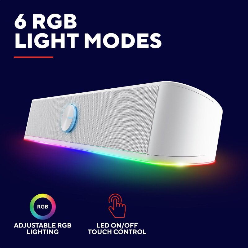 Gaming PC Soundbar, USB, AUX, 12W, RGB, Stereo,Trust GXT 1619 Rhox,GEPRÜFT - GUT