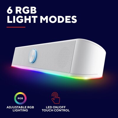 Gaming PC Soundbar, USB, AUX, 12W, RGB, Stereo,Trust GXT...