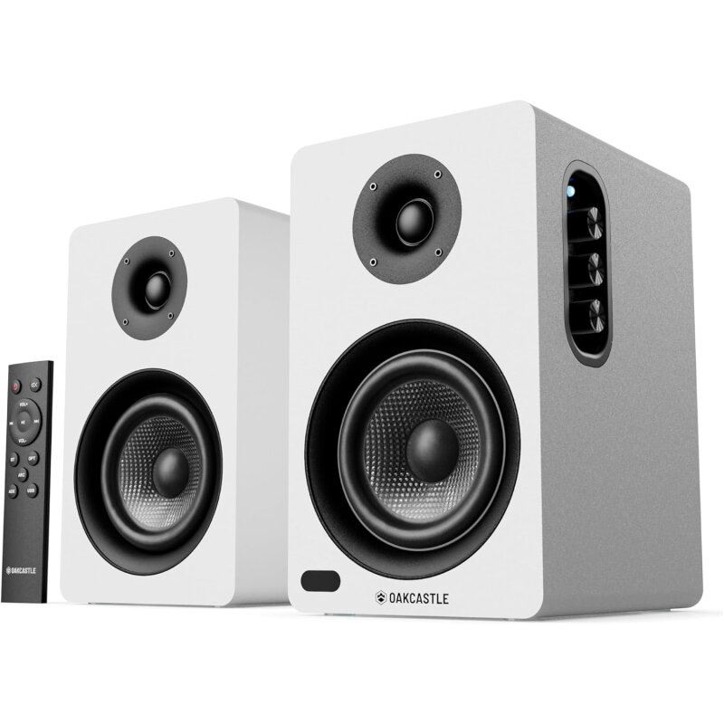 Regal Lautsprecher Aktiv HDMI, BT, Paar Oakcastle BK100 Weiss WIE NEU