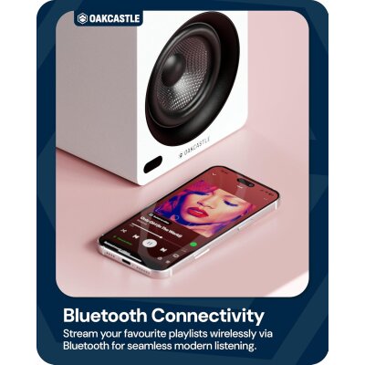 Regal Lautsprecher Aktiv HDMI, BT, Paar Oakcastle BK100 Weiss WIE NEU