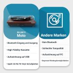 Bluetooth USB Turntable Plattenspieler Majority Moto TOT DEFEKT Bastler