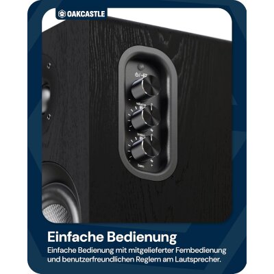 Regal Lautsprecher Aktiv HDMI, BT, Paar Oakcastle BK100 Schwarz WIE NEU