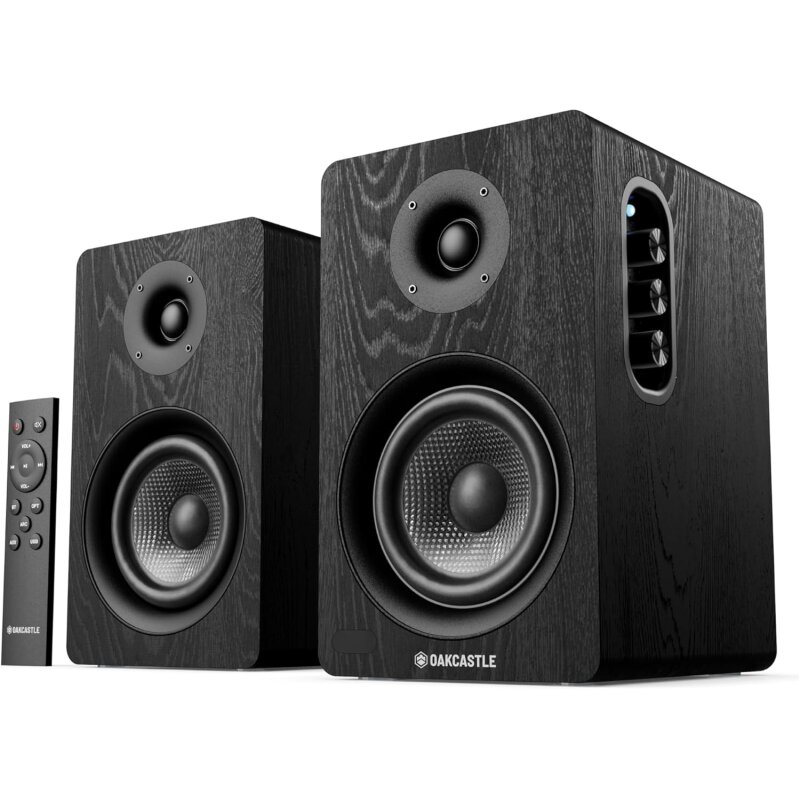 Regal Lautsprecher Aktiv HDMI, BT, Paar Oakcastle BK100 Schwarz GEPRÜFT