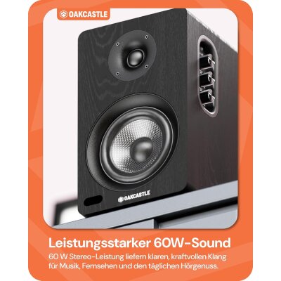 Regal Lautsprecher Aktiv HDMI, BT, Paar Oakcastle BK100...