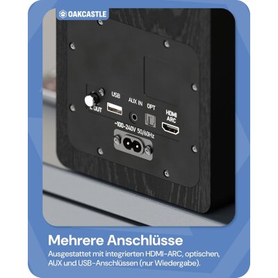 Regal Lautsprecher Aktiv HDMI, BT, Paar Oakcastle BK100 Schwarz GEPRÜFT