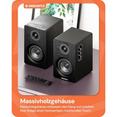 Regal Lautsprecher Aktiv HDMI, BT, Paar Oakcastle BK100 Schwarz GEPRÜFT
