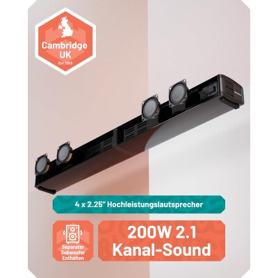 TV Soundbar 2.1 Subwoofer HDMI ARC Bluetooth,Oakcastle SB80 Xtra,GEPRÜFT WIE NEU