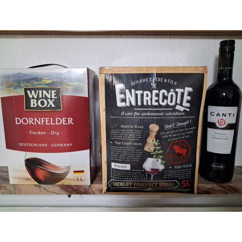Internationales Rotweinpaket, trocken, 3er Set, Dornfelder, Merlot,Primitovo