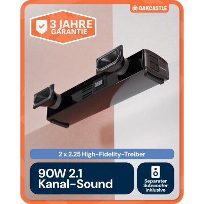 2.1 Soundbar + Sub Oakcastle SB40 Xtra, HDMI ARC Bluetooth 5.4, 90W, GEPRÜFT GUT