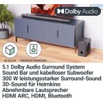 Soundbar 5.1, kabelloser Sat+Sub USB, AUX, Opt, HDMI ARC, Fernbed. Majority Everest, MANGEL