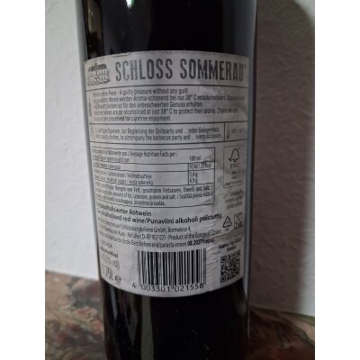 Rotwein alkoholfrei 5x 0,75L Schloss Sommerau lieblich NEU