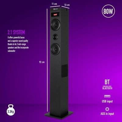 Bluetooth Soundtower, 40W RMS USB FM Radio NGS Sky Charm...