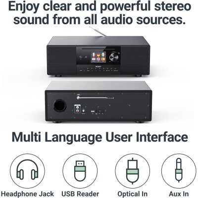 Internetradio, DAB+, CD, BT, eingebauter Subwoofer, Quadriga, schwarz, MANGEL