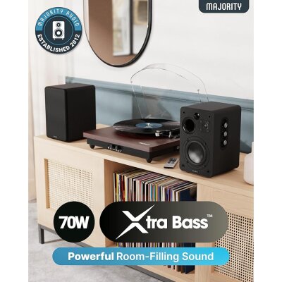 Regallautsprecher, Aktiv, HDMI ARC, BT, Schwarz,1 Paar, Majority D70X,BESCHÄDIGT