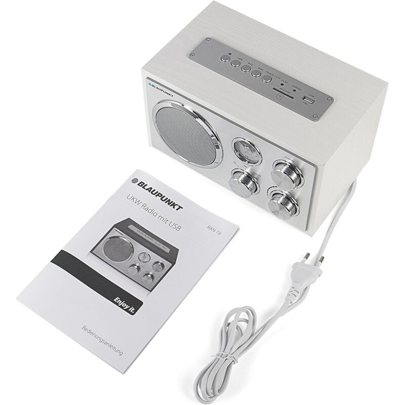 Retro Radio weiß, UKW/MW, USB, SD & AUX, Holzgehäuse, Blaupunkt RXN 19, GEPRÜFT