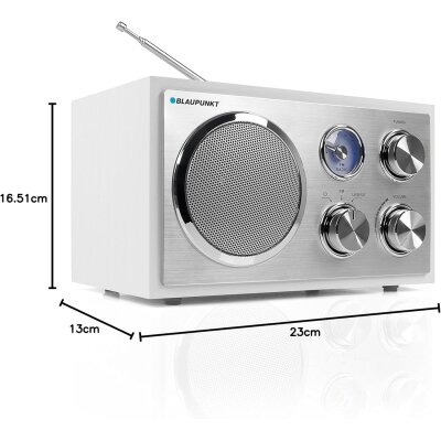 Retro Radio weiß, UKW/MW, USB, SD & AUX, Holzgehäuse, Blaupunkt RXN 19, GEPRÜFT
