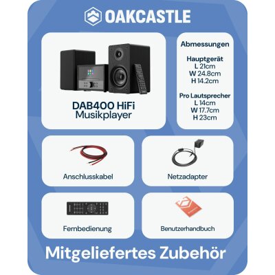 CD Radio mit DAB+, Bluetooth 5.3, schwarz, Oakcastle DAB400 HIFI, GEPRÜ. WIE NEU