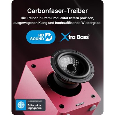kleine Aktiv PC Lautsprecher 1 Paar BT HDMI USB,Majority D50X Maroon,GEPRÜFT GUT
