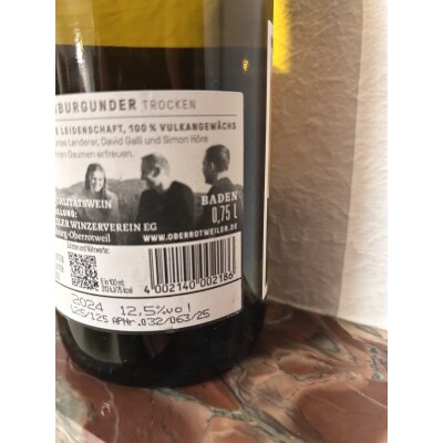 Burgunderpaket 2024 trocken, 6x 0,75L,Vulkangewächs Kaiserstuhl, Baden, NEU