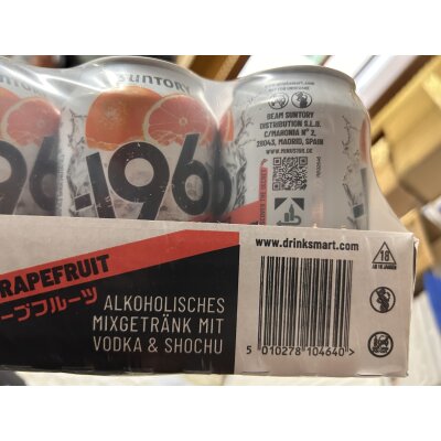 Mixgetränk Suntory -196, 24x 0,33L, Double Grapefruit Vodka & Shochu, 10% Vol.