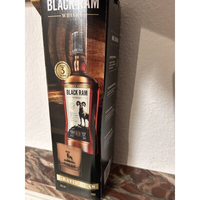 Black Ram Whisky, Geschenkset 6x 0,7L, 40% Alc., 3 Jahre + Glas