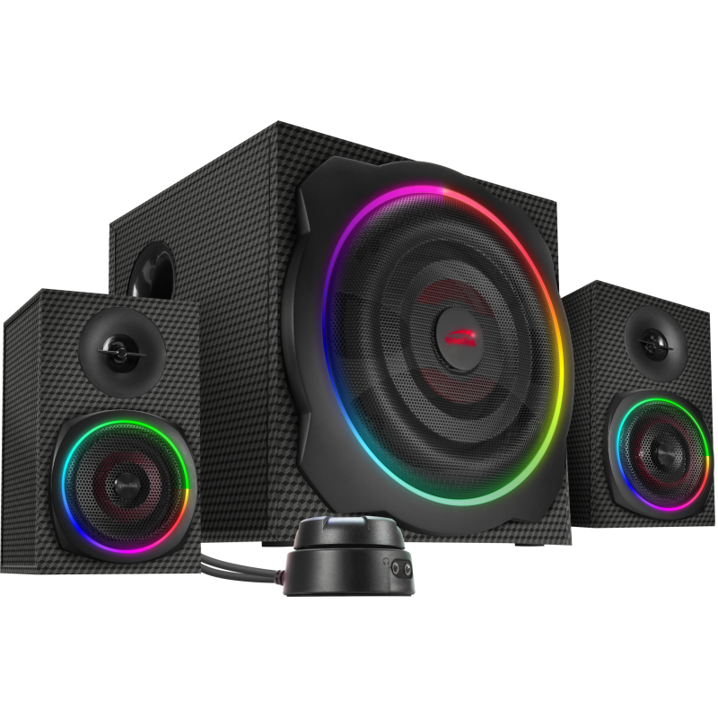 PC Gaming Lautsprechersystem,Subwoofer 2.1,RBG,Speedlink Gravity Carbon, GEPRÜFT