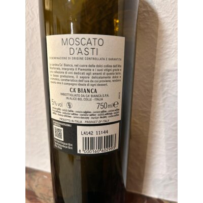 6x 0,75L Ca Bianca Moscato dAsti DOCG 2023 5% Vol. NEU