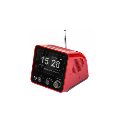 ELAC DAB+ Radiowecker RD 100 Klappzahlen, Bluetooth 5.0, 18W Flip-Clock, Rot NEU