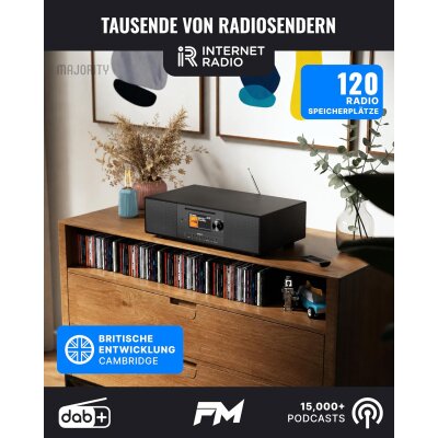 Internetradio, Majority Quadriga Maxi 200W CD DAB+ Spotify Bluetooth, WIE NEU