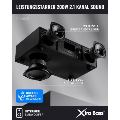 Internetradio, Majority Quadriga Maxi 200W CD DAB+ Spotify Bluetooth, WIE NEU