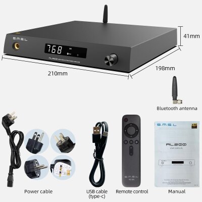 Verstärker DAC Bluetooth 2x165W USB SMSL AL200 HiFi...